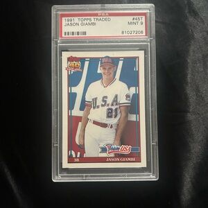 Topps Traded Jason Giambi Card with Blue and Red Accents